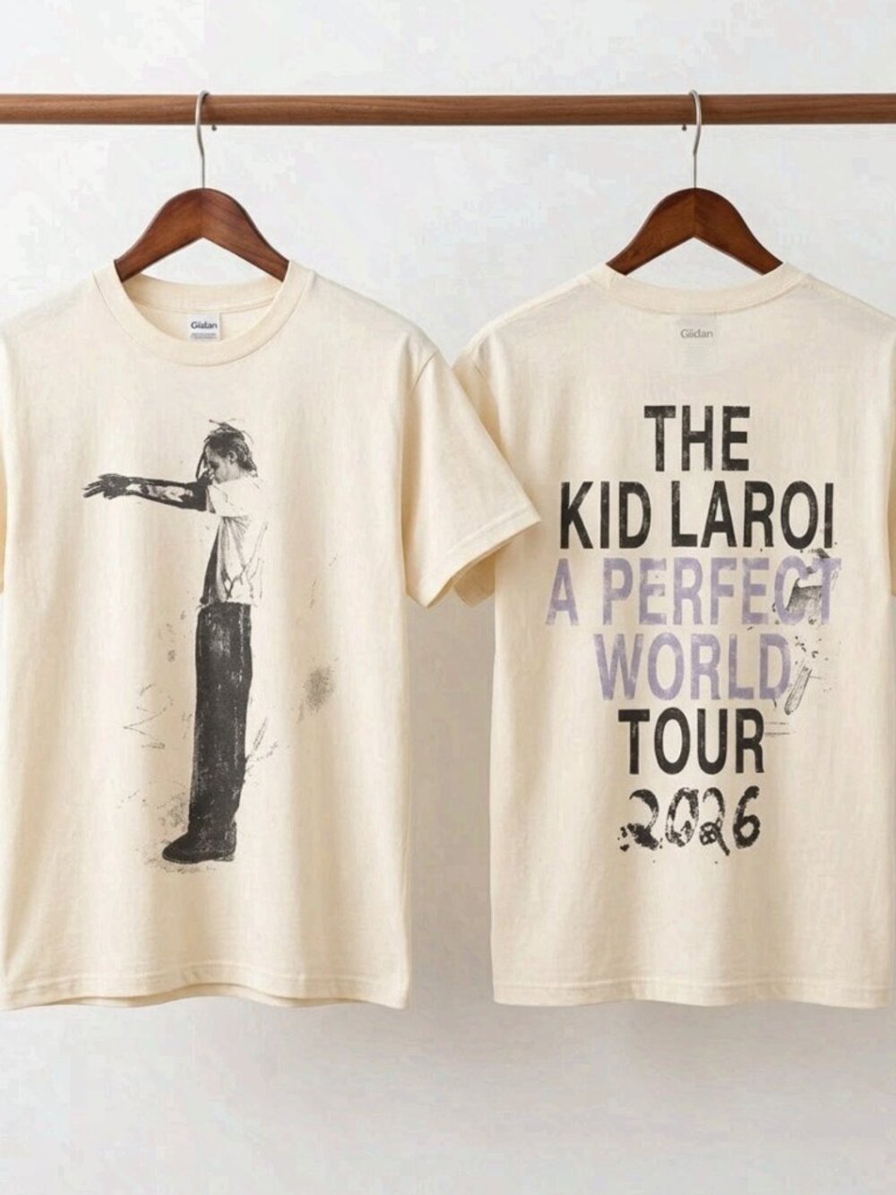 The Kid Laroi A Perfect World Tour 2026 Double-Sided Cream T-Shirt Reprint